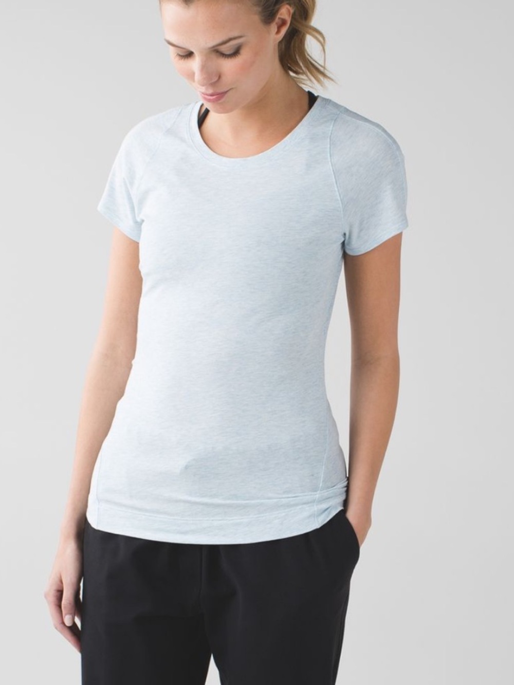 Lululemon Let Be Short Sleeve Tee Heathered Caspian Blue